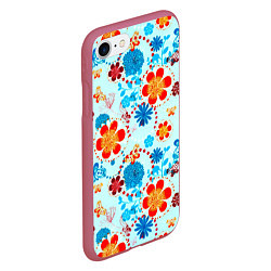 Чехол iPhone 7/8 матовый Цветочная роспись, цвет: 3D-малиновый — фото 2