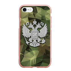 Чехол iPhone 7/8 матовый Камуфляж и герб, цвет: 3D-светло-розовый