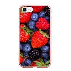 Чехол iPhone 7/8 матовый Berries, цвет: 3D-светло-розовый