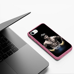 Чехол iPhone 7/8 матовый Мэнни Пакьяо, цвет: 3D-малиновый — фото 2