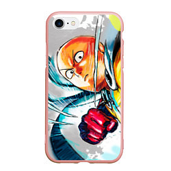 Чехол iPhone 7/8 матовый One Punch Man Rage, цвет: 3D-светло-розовый