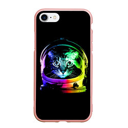 Чехол iPhone 7/8 матовый Кот космонавт, цвет: 3D-светло-розовый