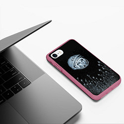 Чехол iPhone 7/8 матовый Гагарин в небе, цвет: 3D-малиновый — фото 2