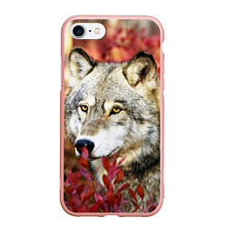 Чехол iPhone 7/8 матовый Волк в кустах, цвет: 3D-светло-розовый