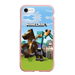 Чехол iPhone 7/8 матовый Minecraft Rider, цвет: 3D-светло-розовый
