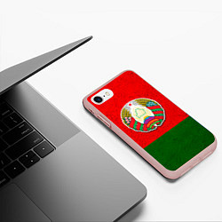 Чехол iPhone 7/8 матовый Герб Беларуси, цвет: 3D-светло-розовый — фото 2