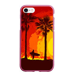 Чехол iPhone 7/8 матовый Summer Surf, цвет: 3D-малиновый