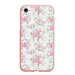 Чехол iPhone 7/8 матовый Flower pattern, цвет: 3D-светло-розовый
