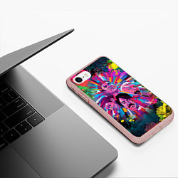 Чехол iPhone 7/8 матовый Red Hot Chili Peppers Art, цвет: 3D-светло-розовый — фото 2