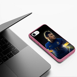 Чехол iPhone 7/8 матовый Neymar: Brasil Team, цвет: 3D-малиновый — фото 2