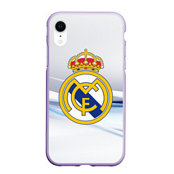 Чехол iPhone XR матовый Реал Мадрид цвета 3D-светло-сиреневый — фото 1