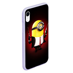Чехол iPhone XR матовый Minion Hitman, цвет: 3D-светло-сиреневый — фото 2