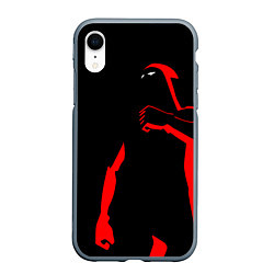 Чехол iPhone XR матовый Dethklok: Dark Man цвета 3D-серый — фото 1