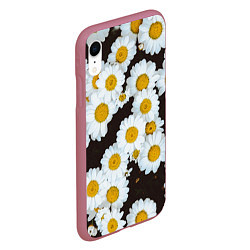 Чехол iPhone XR матовый Аромашки, цвет: 3D-малиновый — фото 2