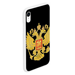 Чехол iPhone XR матовый Герб России: золото цвета 3D-белый — фото 2