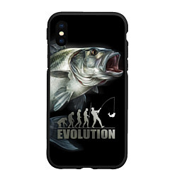 Чехол iPhone XS Max матовый Эволюция рыбалки, цвет: 3D-черный