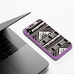 Чехол iPhone XS Max матовый Etno pattern, цвет: 3D-фиолетовый — фото 2