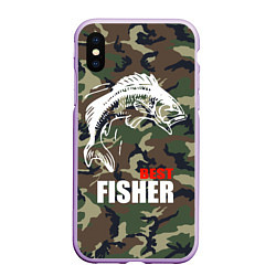 Чехол iPhone XS Max матовый Best fisher, цвет: 3D-сиреневый