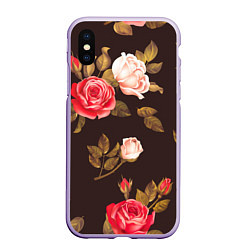 Чехол iPhone XS Max матовый Мотив из роз, цвет: 3D-светло-сиреневый