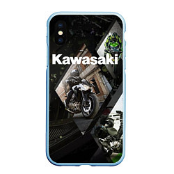 Чехол iPhone XS Max матовый Kawasaky, цвет: 3D-голубой