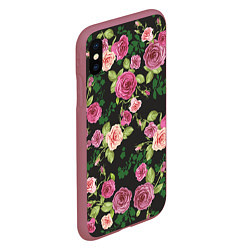 Чехол iPhone XS Max матовый Кусты из роз, цвет: 3D-малиновый — фото 2