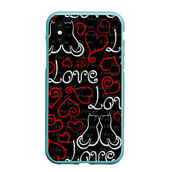 Чехол iPhone XS Max матовый Meow Love, цвет: 3D-мятный