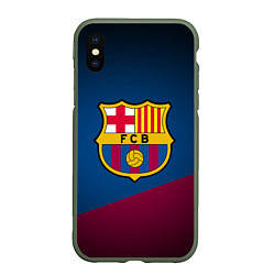 Чехол iPhone XS Max матовый FCB Barcelona, цвет: 3D-темно-зеленый