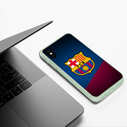 Чехол iPhone XS Max матовый FCB Barcelona, цвет: 3D-салатовый — фото 2