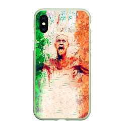 Чехол iPhone XS Max матовый Conor McGregor: Ireland, цвет: 3D-салатовый