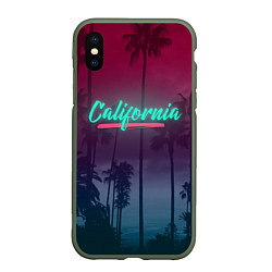 Чехол iPhone XS Max матовый California, цвет: 3D-темно-зеленый