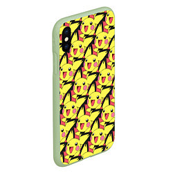 Чехол iPhone XS Max матовый Pikachu, цвет: 3D-салатовый — фото 2