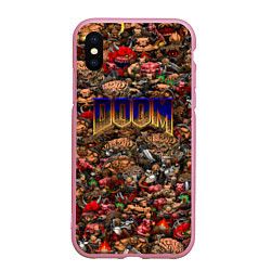 Чехол iPhone XS Max матовый DOOM: Pixel Monsters