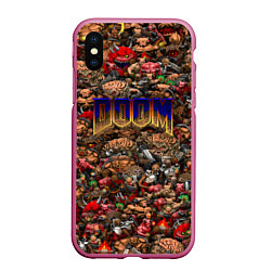 Чехол iPhone XS Max матовый DOOM: Pixel Monsters