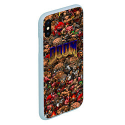 Чехол iPhone XS Max матовый DOOM: Pixel Monsters, цвет: 3D-голубой — фото 2