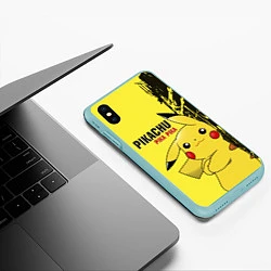 Чехол iPhone XS Max матовый Pikachu Pika Pika, цвет: 3D-мятный — фото 2