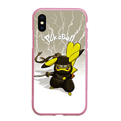 Чехол iPhone XS Max матовый Pikachu, цвет: 3D-розовый