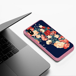 Чехол iPhone XS Max матовый Fashion flowers, цвет: 3D-малиновый — фото 2