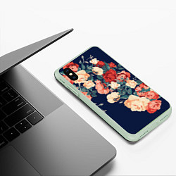 Чехол iPhone XS Max матовый Fashion flowers, цвет: 3D-салатовый — фото 2