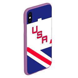 Чехол iPhone XS Max матовый Сборная USA: домашняя форма, цвет: 3D-фиолетовый — фото 2