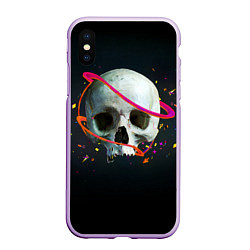 Чехол iPhone XS Max матовый Череп конфетти, цвет: 3D-сиреневый