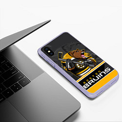 Чехол iPhone XS Max матовый Boston Bruins, цвет: 3D-светло-сиреневый — фото 2