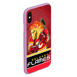 Чехол iPhone XS Max матовый Calgary Flames, цвет: 3D-сиреневый — фото 2