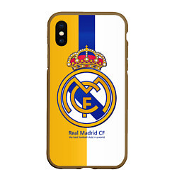 Чехол iPhone XS Max матовый Real Madrid CF, цвет: 3D-коричневый