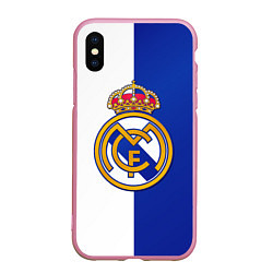 Чехол iPhone XS Max матовый Real Madrid, цвет: 3D-розовый