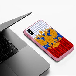 Чехол iPhone XS Max матовый Россия: полигоны, цвет: 3D-малиновый — фото 2