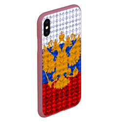 Чехол iPhone XS Max матовый Россия: полигоны, цвет: 3D-малиновый — фото 2