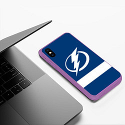 Чехол iPhone XS Max матовый Tampa Bay Lightning, цвет: 3D-фиолетовый — фото 2