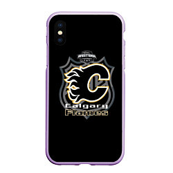 Чехол iPhone XS Max матовый Calgary Flames Team, цвет: 3D-сиреневый