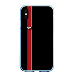 Чехол iPhone XS Max матовый Mass Effect N7, цвет: 3D-голубой