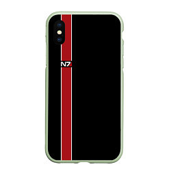 Чехол iPhone XS Max матовый Mass Effect N7, цвет: 3D-салатовый